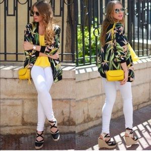 Zara Tropical Print Bomber Jacket